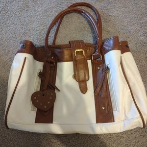 Brown and white medium purse